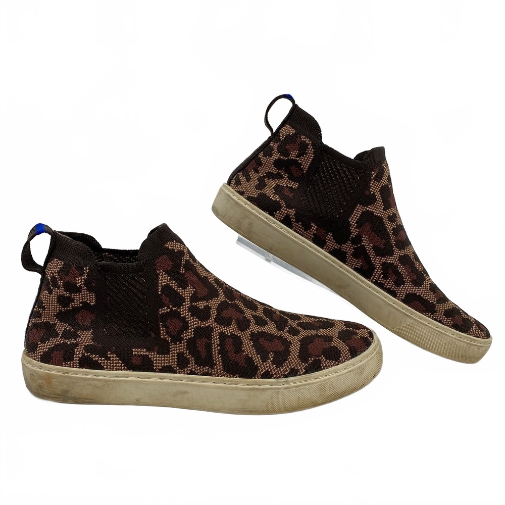 Rothy’s Brown Leopard Print Knit Sneakers | Womens 9.5